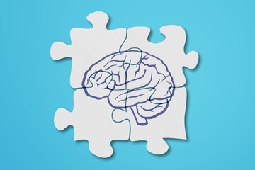 Human Brain on white puzzle pieces.