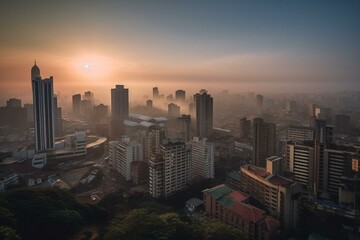 The city skyline of Durban, South Africa. Generative AI - obrazy, fototapety, plakaty