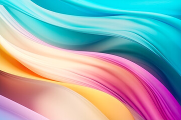 Wavy abstract colorful background. Smooth curved shapes, vivid colors. Generative AI