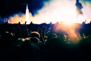  crowd partying stage lights live concert summer music festival