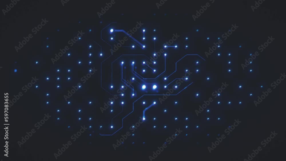 Poster abstract cyber technology chipset motherboard loop/ 4k animation of an abstract computer motherboard