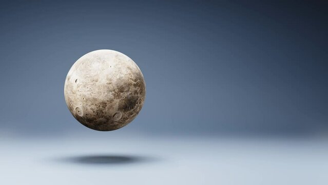 Ceres Asteroid Spinning on a Studio Blue Background, Seamless Loop 3D Animation with Copy Space