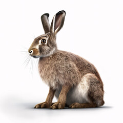 Obraz premium Hare isolated on white background.