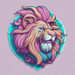 colorful lion illustration, attractive design, simple