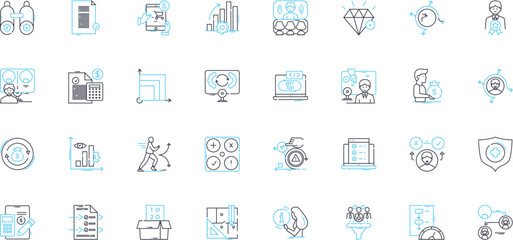 Agile methodology linear icons set. Scrum, Sprint, Agile, Kanban, Lean, Iterative, Incremental line vector and concept signs. Self-organized,Teamwork,Adaptability outline illustrations