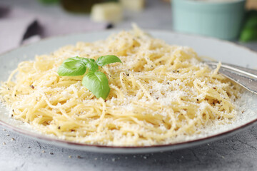 Spaghetti with italian cheese pecorino romano