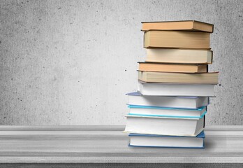 Vintage old books on desk table