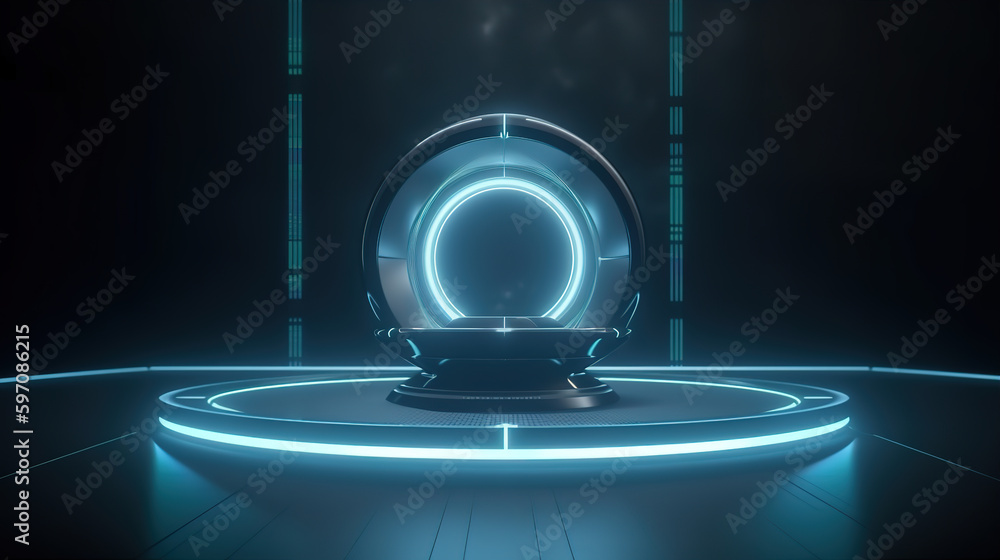 Canvas Prints science fiction mechanical base,created with generative ai tecnology.