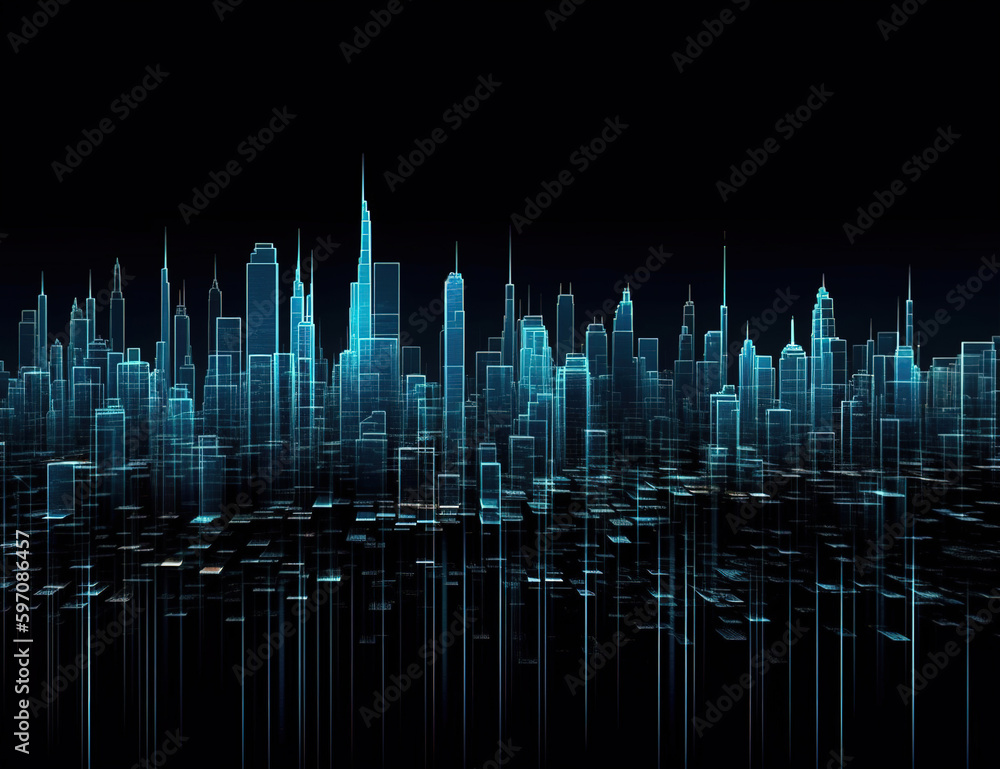 Poster glow line abstract graphics,created with generative ai tecnology.