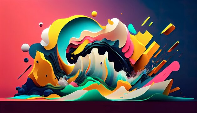 Vibrant Tidal Wave, Stunning Abstract Image, Dynamic Scene, High Resolution, 8K Real-Time Rendering. Generative AI