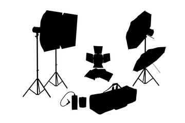 Set of silhouettes of graphic lighting Softbox
