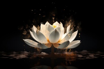 Beautiful white lotus petals surround from generative ai