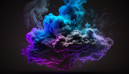 blue neon cloud of smoke. Generative AI