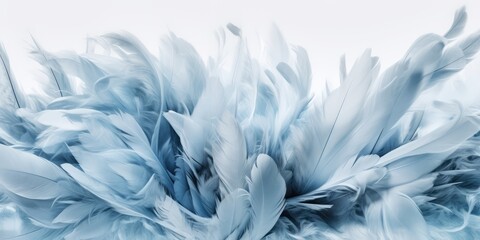 Blue feathers background made with generative ai