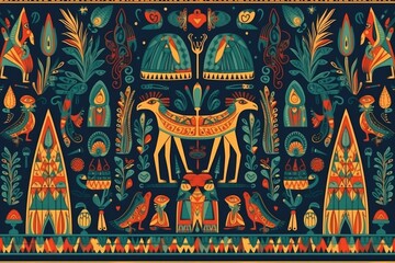 Egyptian Folk Art Pattern. Generative AI