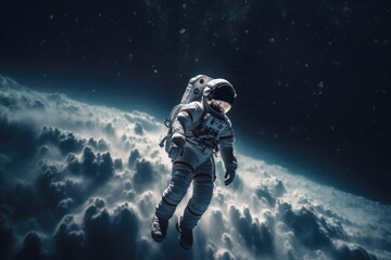 Obraz na płótnie Canvas Astronaut in outer space exploring, made with generative ai