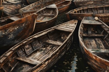 wooden boat in the harbor from generative ai