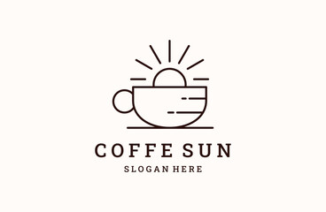 Sun coffe logo icon flat design template vector .