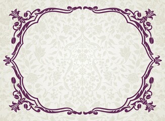 traditional wedding card design, paisley floral pattern , royal India	