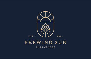 Brewing sun logo vector icon illustration hipster vintage retro .