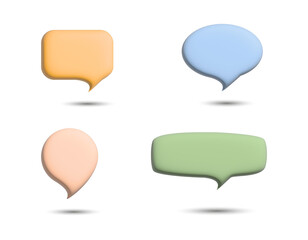 3D render speech bubble on a white background. Collection of chat icons. Illustration for decoration, postcards, business