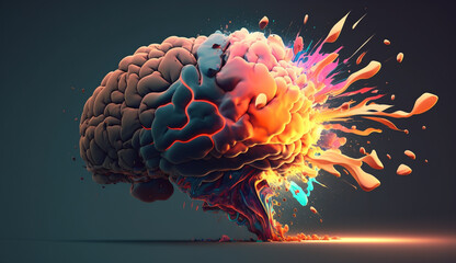 concept brain explosion illustration. Generative AI