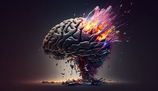 concept brain explosion illustration. Generative AI