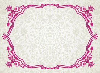traditional wedding card design, paisley floral pattern , royal India	