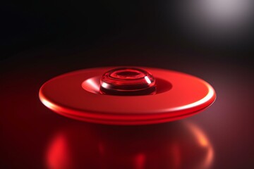 3D rendered red disc gliding through air. Generative AI