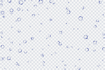 Blue air bubbles, oxygen, champagne crystal clear, isolated on a transparent background of modern design. Vector illustration of EPS 10.