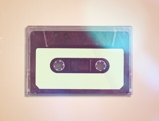 Retro styled vintage audio cassette on background