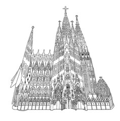 A sketch of Antoni Gaudí's masterpiece, Familia Sagrada, vector