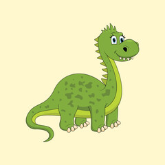 Cute and childlike dinosaur drawing. Vector