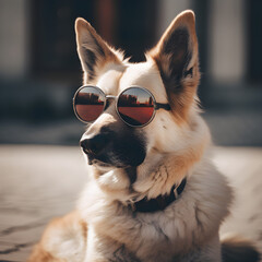 dog with sunglasses - Generative AI