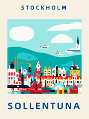 Sollentuna: Poster der schwedischen Stadt mit einer Illustration