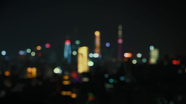Guangzhou city urban night view bokeh