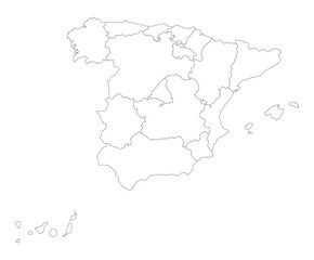 Fototapeta premium Map of Spain on white color administrative map. Veccotr