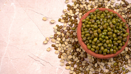 Green Mung Beans Also Know as Mung Dal, Vigna Radiata, Green Beans or Moong Dal isolated on White Background