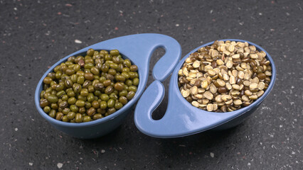Green Mung Beans Also Know as Mung Dal, Vigna Radiata, Green Beans or Moong Dal isolated on White Background