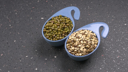 Green Mung Beans Also Know as Mung Dal, Vigna Radiata, Green Beans or Moong Dal isolated on White Background