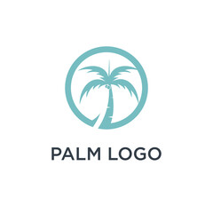 Palm tree logo design template with circle element