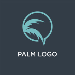 Obraz premium Palm tree logo design template with circle element
