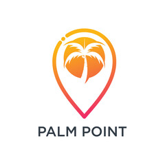 Palm logo design template with pin location