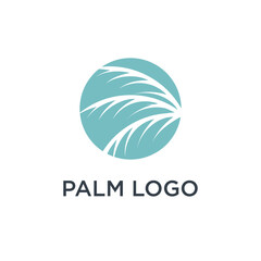 Palm tree logo design template with circle element