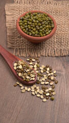 Green Mung Beans Also Know as Mung Dal, Vigna Radiata, Green Beans or Moong Dal isolated on White Background