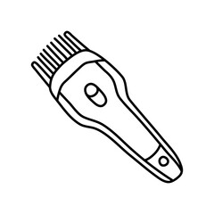 Electrica shaver in doodle style. Isolated outline. Hand drawn vector illustration in black ink on white background.