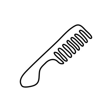 recommend clip art: Simple outline doodle hair comb icon isolated on white background.