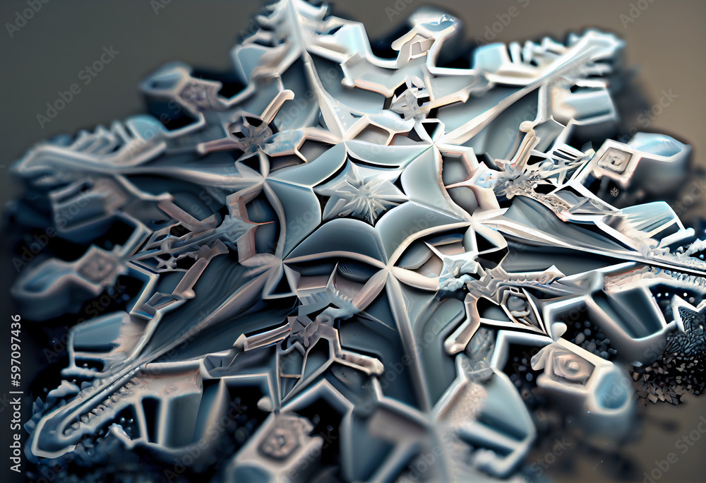 Poster snowflake on a white Generative AI technology.