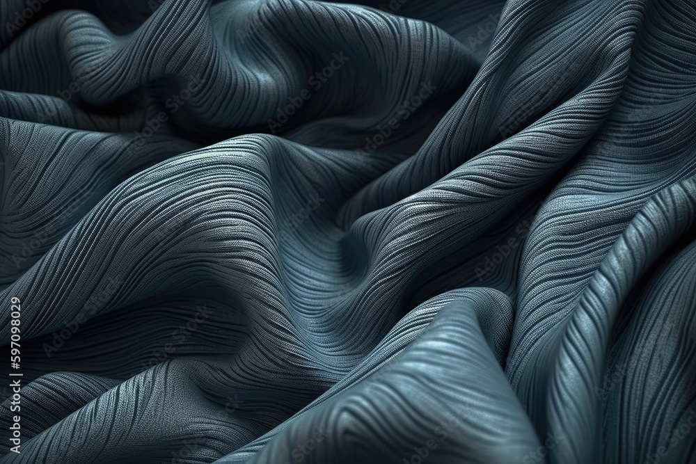 Poster close up view of a textured fabric with wavy patterns. generative ai