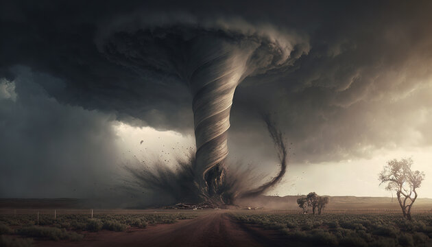 Design an image of a tornado. Generative AI